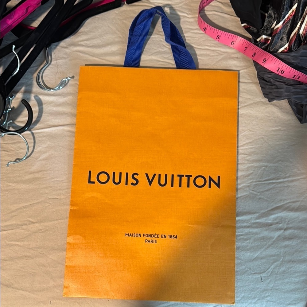 Louis Vuitton Vibrant Orange shopping bag with Blue Handles